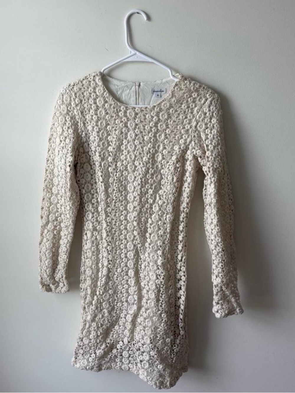 Steven Alan Cream Floral Crochet Long Sleeve Dress